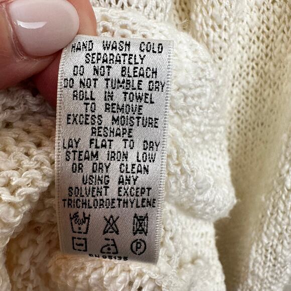Lafayette 148 New York Cardigan Sweater Linen Open Knit Cream XL Coastal Classic - Picture 9 of 10